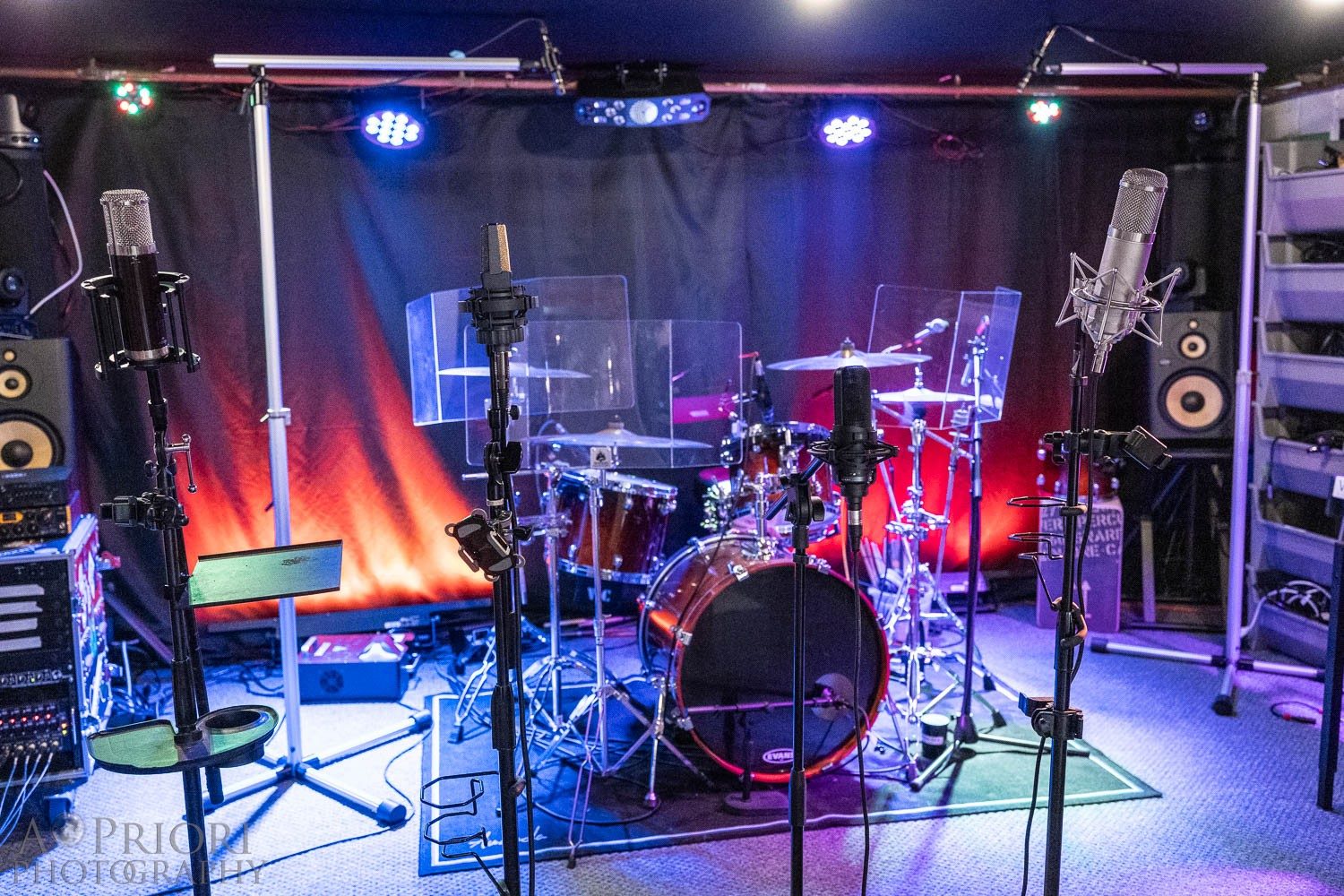 Full drum kit on stage